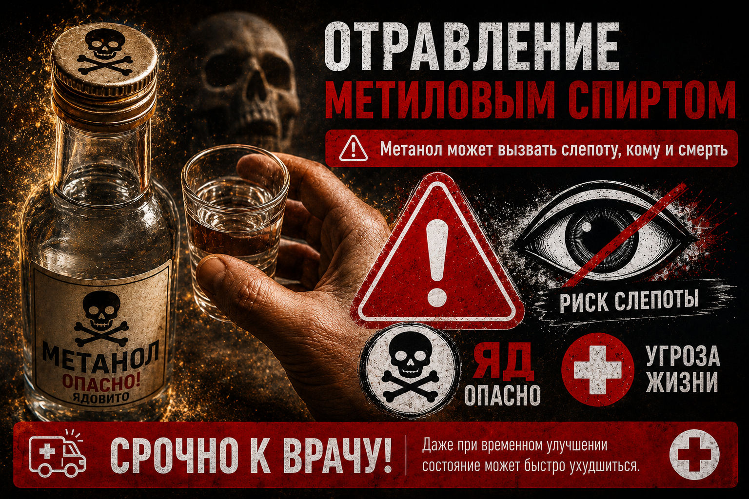 Отравление метиловым спиртом — симптомы, первая помощь, последствия