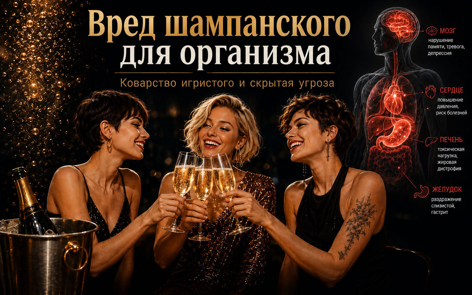 Вред шампанского для организма — коварство игристого и скрытая угроза